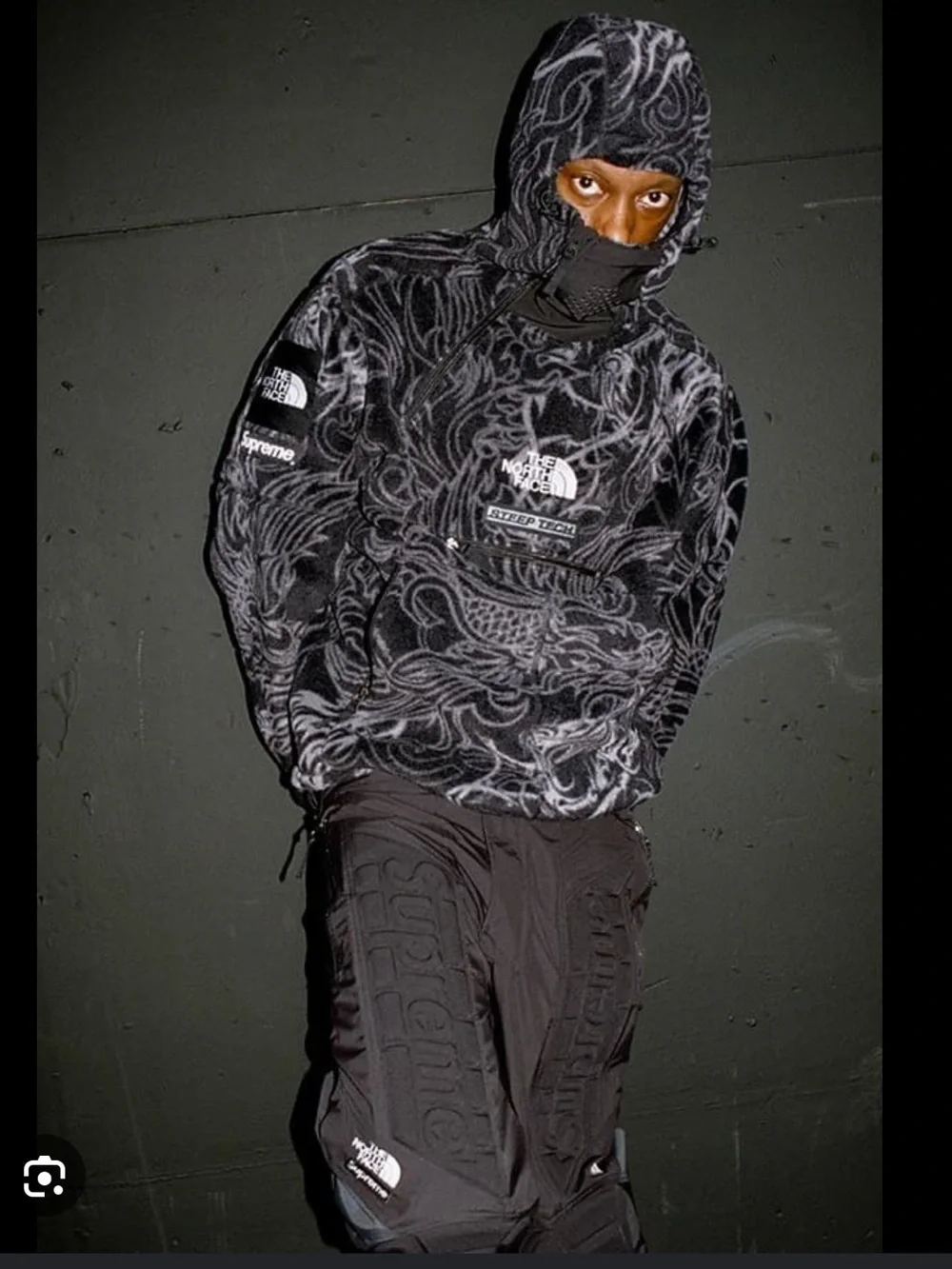 AUTHENTIC SUPREME X NORTH FACE STEEP TECH FLEECE PULL OVER “BLACK DRAGON”